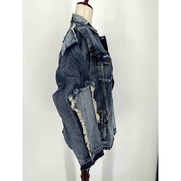 Free PEOPLE X Sandrine Rose Patchwork Jean Jacket Size M NWT - Picture 5 of 14